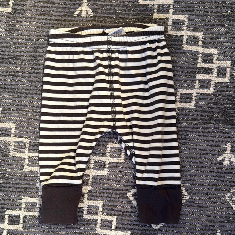 Hanna Andersson Striped Cuffed Charcoal Grey White Pants Sweats Cotton